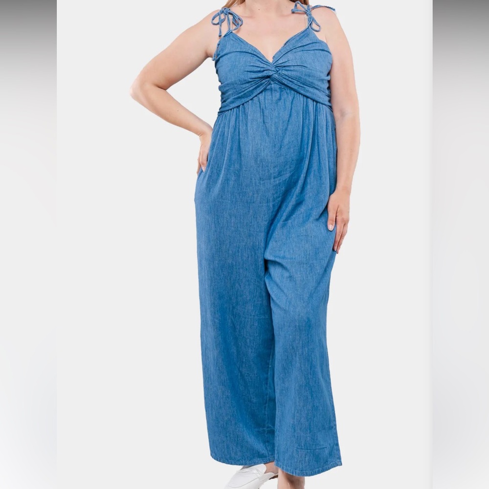 Old Navy Women's Denim Blue Wide Leg Jumpsuit